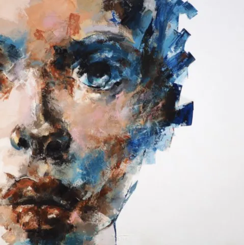 D-Ter — Peinture à l'huile originale (original oil painting) — Série des visages évanescents par Olivier Talon, French painter à L'Isle-sur-la-Sorgue