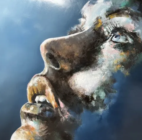 Eros — Peinture à l'huile originale (original oil painting) — Série des visages évanescents par Olivier Talon, French painter à L'Isle-sur-la-Sorgue