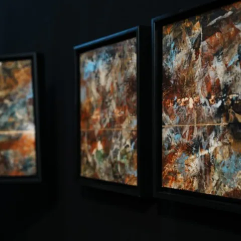 Infinite line — Peinture à l'huile originale (original oil painting) — Série des polyptyques par Olivier Talon, French painter à L'Isle-sur-la-Sorgue