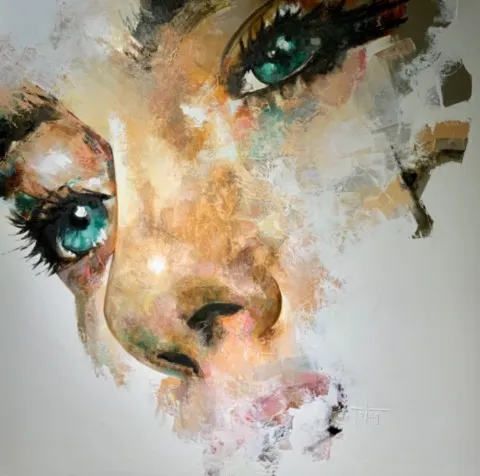 Luci-D — Peinture à l'huile originale (original oil painting) — Série des visages évanescents par Olivier Talon, French painter à L'Isle-sur-la-Sorgue