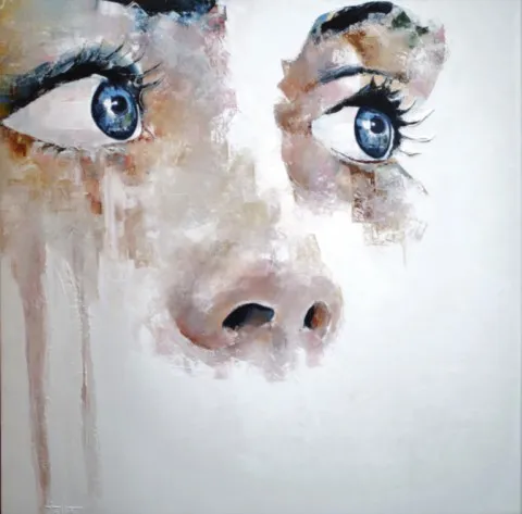 Mozaïc — Peinture à l'huile originale (original oil painting) — Série des visages évanescents par Olivier Talon, French painter à L'Isle-sur-la-Sorgue